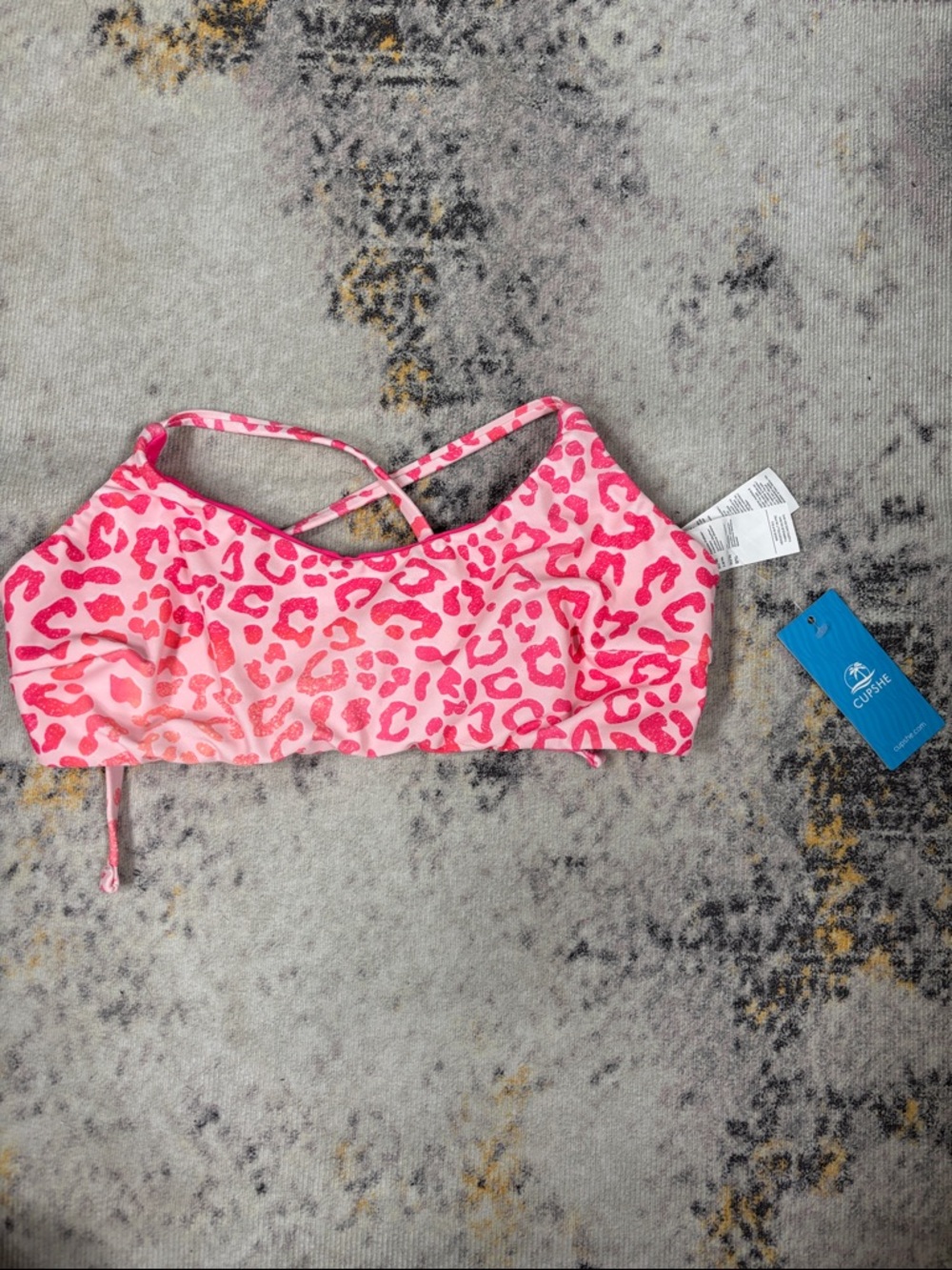 Cupshe Hot Pink Leopard Print Bikini Bralette